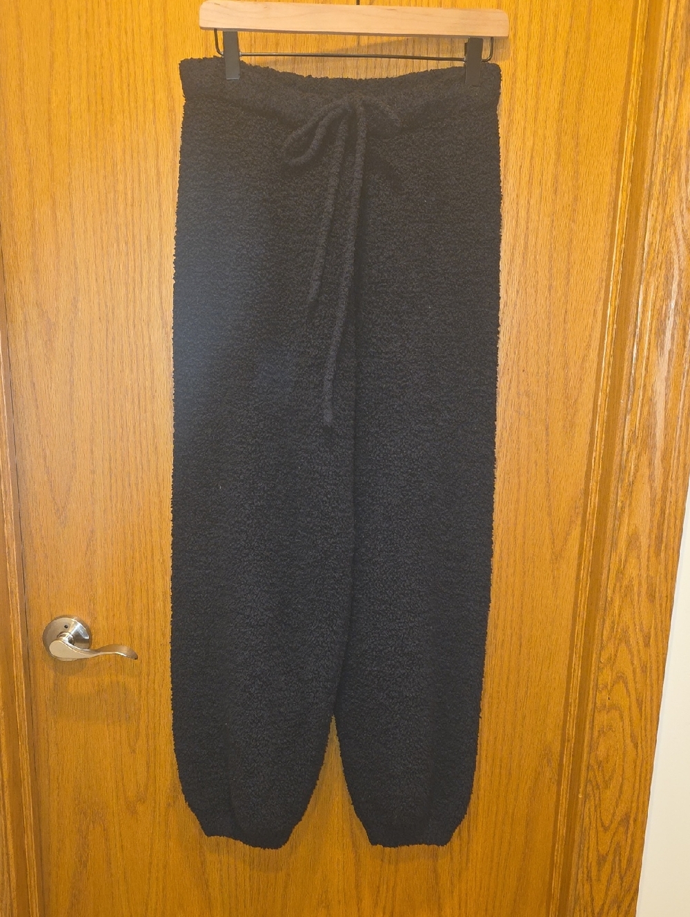 SKIMS Black Sherpa Track Joggers with Drawstring Waist